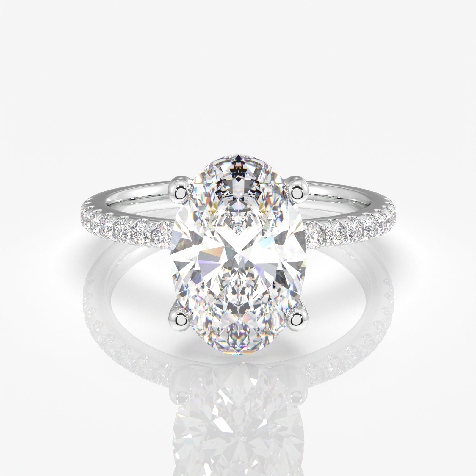 Oval Cut Moissanite  Pave 14k Gold Ring