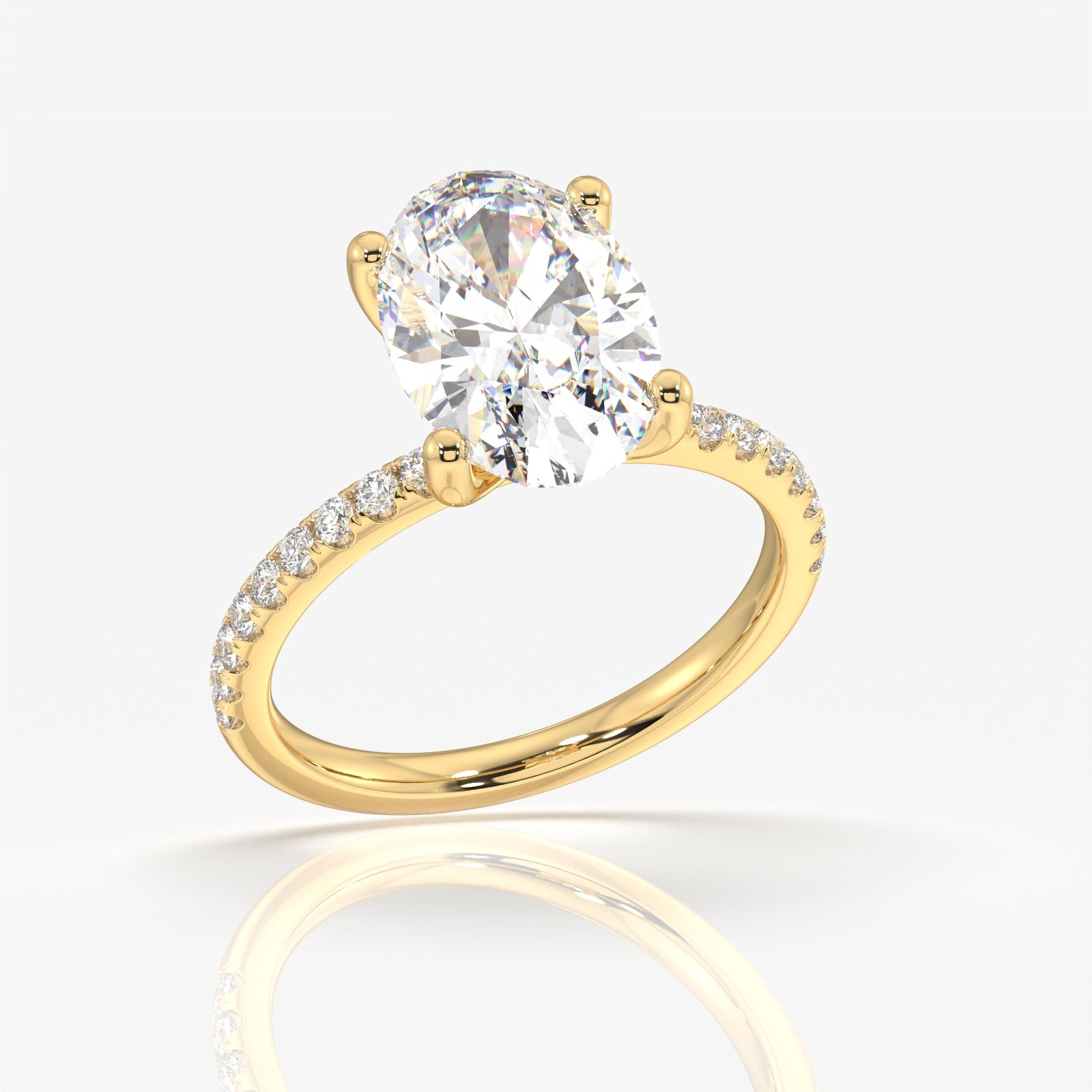 Oval Cut Moissanite Diamond Pave  Gold Ring