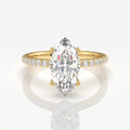 Marquise Cut Moissanite Diamond Pave 14k Gold Ring