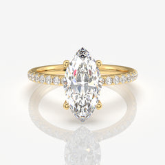 Marquise Cut Moissanite Diamond Pave 14k Gold Ring