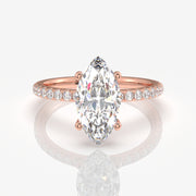 Caratbazaar Marquise Cut Moissanite Diamond Pave 14k Gold Ring