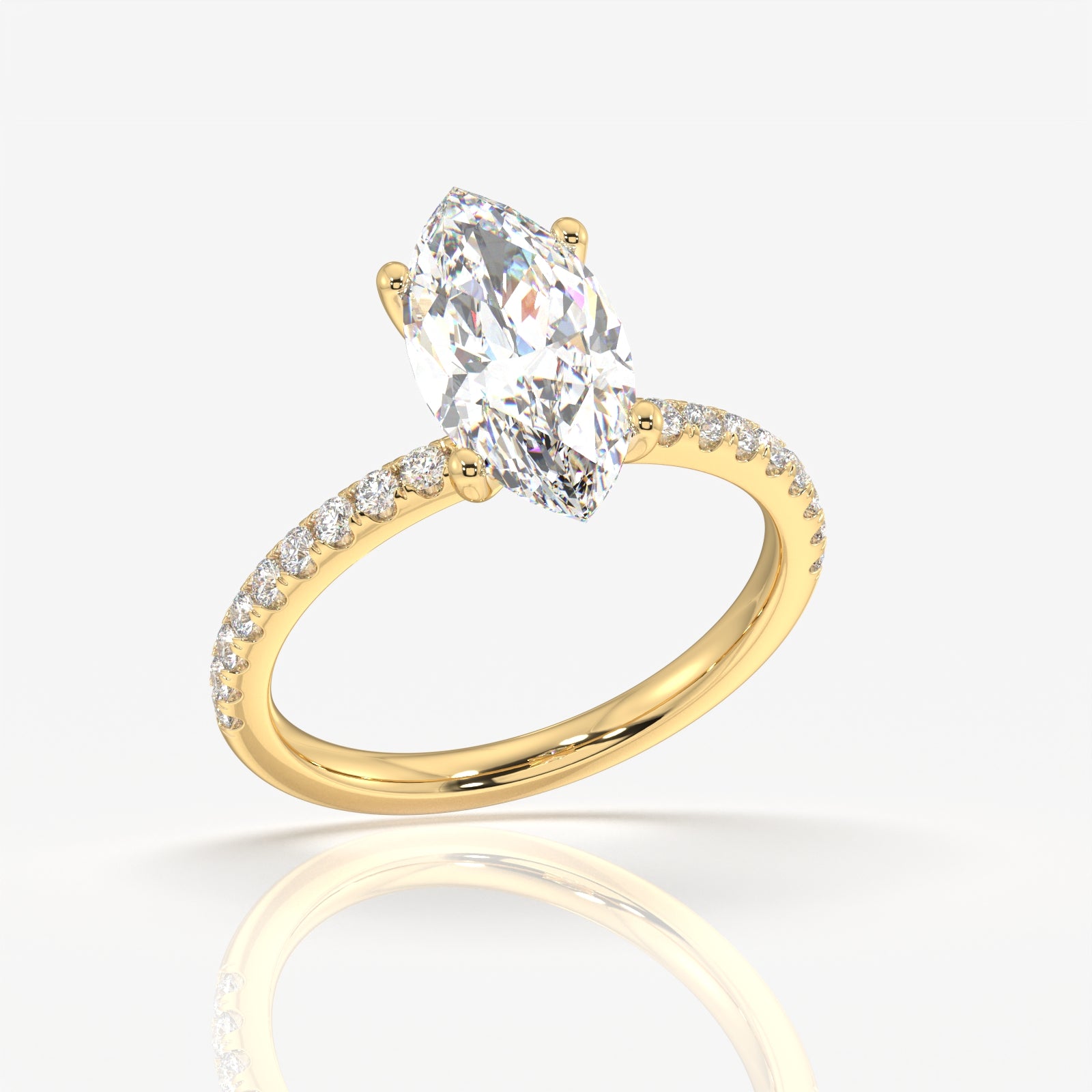 Marquise Cut Moissanite Diamond 14k Gold Ring