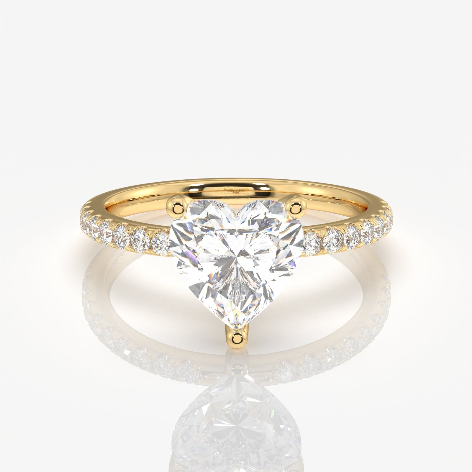 Heart Cut Moissanite Diamond Pave 14k Gold Ring