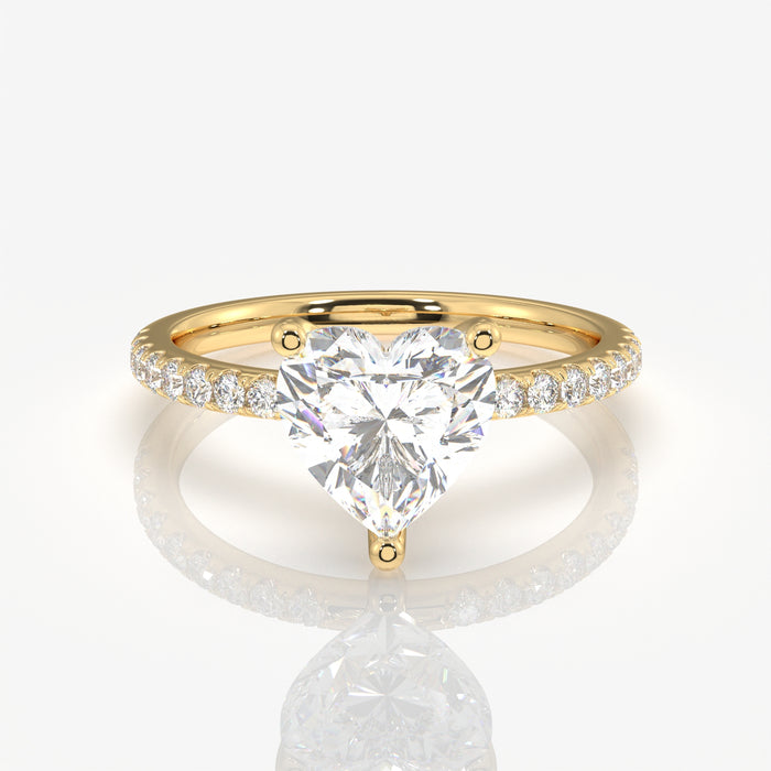 Heart Cut Moissanite Diamond Pave 14k Gold Ring