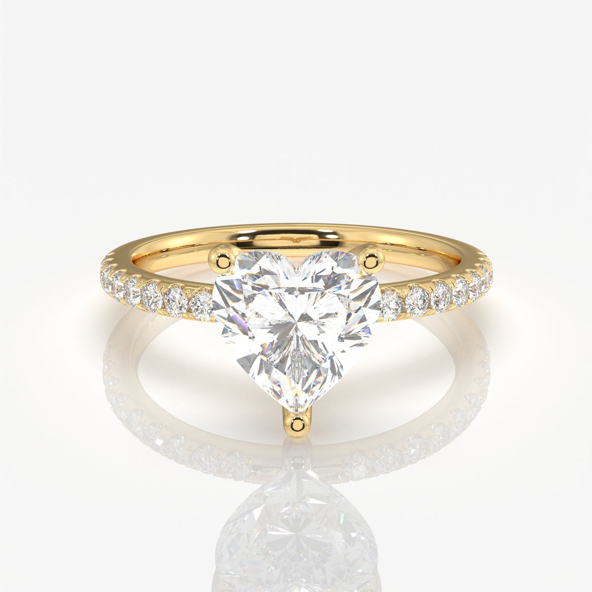 Heart Cut Moissanite Diamond Pave 14k Gold Ring