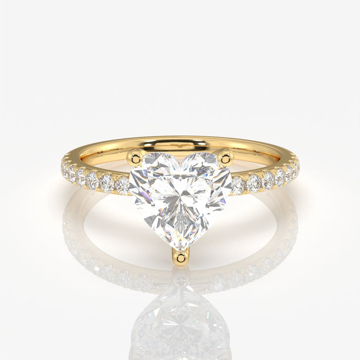 Heart Cut Moissanite Diamond Pave 14k Gold Ring