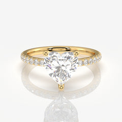 Heart Cut Moissanite Diamond Pave 14k Gold Ring