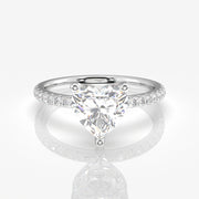 Heart Cut Moissanite  Pave 14k Gold Ring