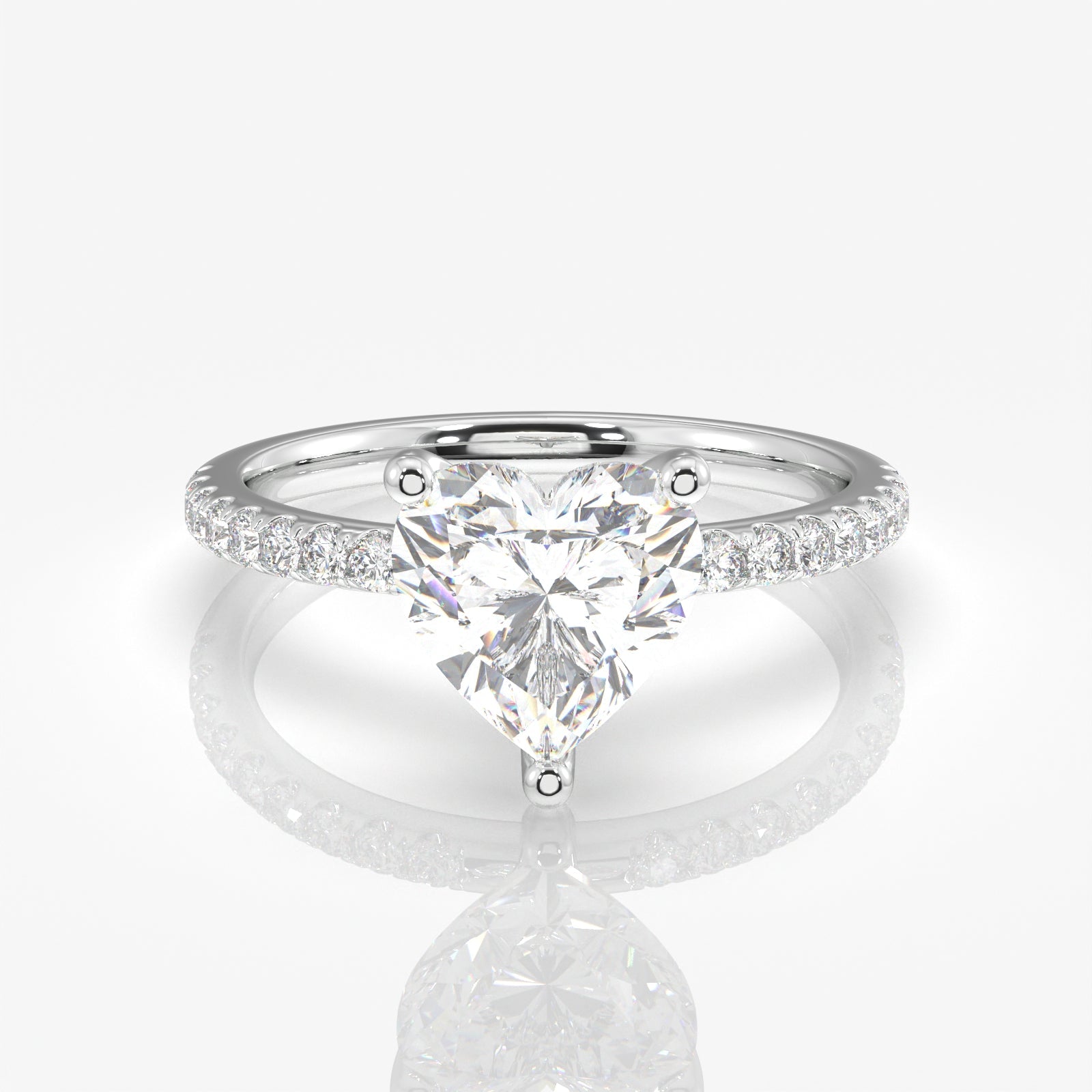 Heart Cut Moissanite  Pave 14k Gold Ring