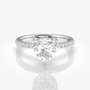 Heart Cut Moissanite  Pave 14k Gold Ring