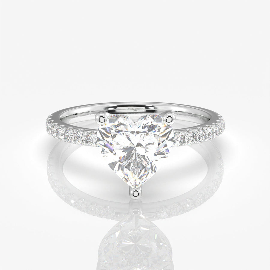 Heart Cut Moissanite  Pave 14k Gold Ring