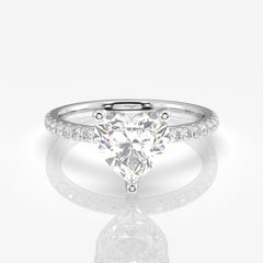 Heart Cut Moissanite  Pave 14k Gold Ring