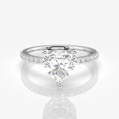 Heart Cut Moissanite  Pave 14k Gold Ring