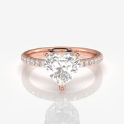 Caratbazaar Heart Cut Moissanite Diamond Pave 14k Gold Ring