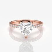 Caratbazaar Heart Cut Moissanite Diamond Pave 14k Gold Ring