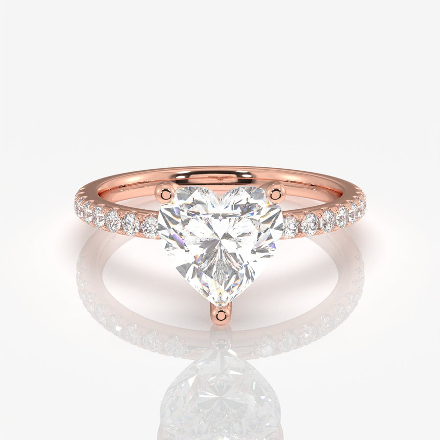 Caratbazaar Heart Cut Moissanite Diamond Pave 14k Gold Ring