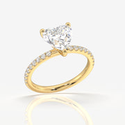 Heart Cut Moissanite Diamond Pave 9k Gold Ring