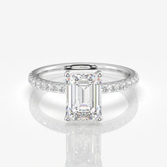 Emerald Cut Moissanite Diamond Pave  Ring