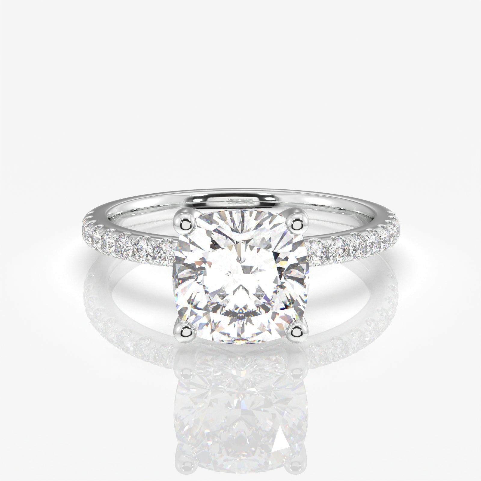 Caratbazaar Cushion Cut Moissanite Diamond Pave 14k Gold Ring