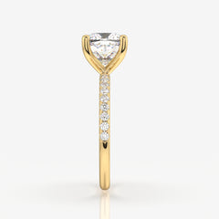 Cushion Cut Moissanite Diamond Pave 18k Gold Ring