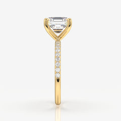 Asscher Cut Moissanite Diamond Pave 14k Gold Ring