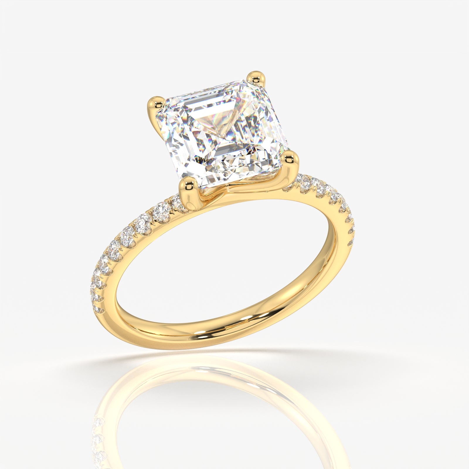 Asscher Cut Moissanite Diamond 14k Gold Ring