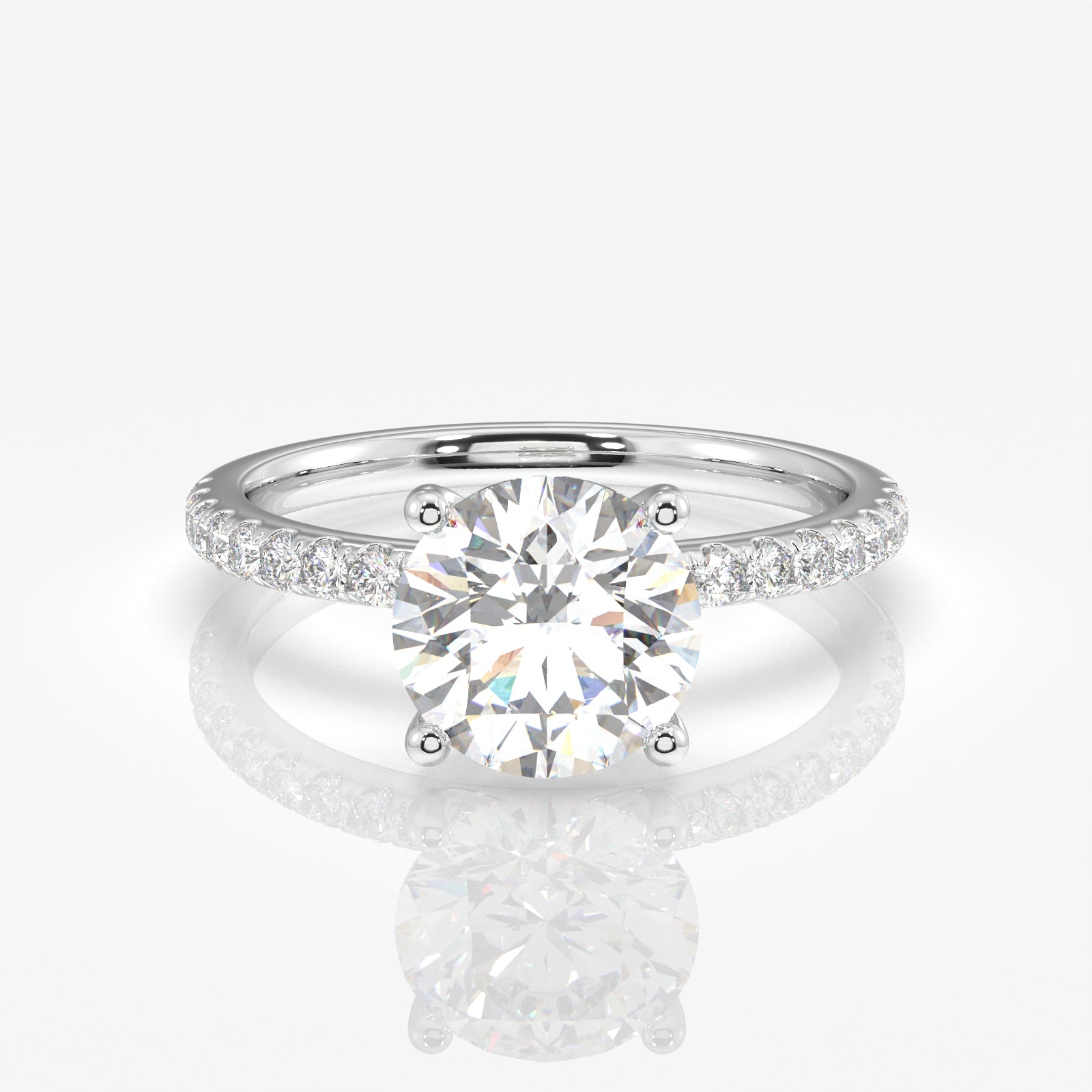 Round Cut Moissanite Diamond Pave 14k Ring