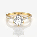 Round Cut Lab Grown Diamond  Pave 14K Gold Ring