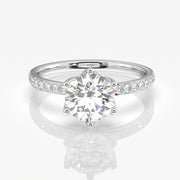 Round Cut Lab Grown Diamond  Pave 14K Gold Ring