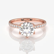 Round Cut Lab Grown Diamond  Pave 14K Gold Ring