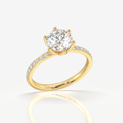 Round Cut Six Prong Moissanite Diamond 18K Gold Ring