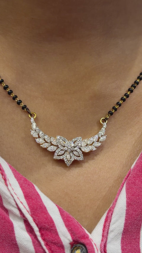 Round & Marquise Cut Lab Grown Diamond Women's 14K Gold Mangalsutra
