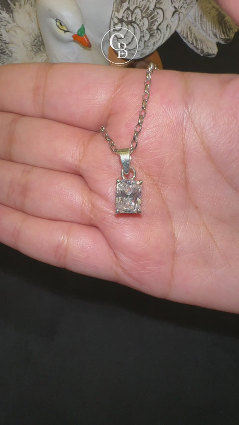 Radiant Cut Lab Grown Diamond Solitaire 14k Gold Pendant