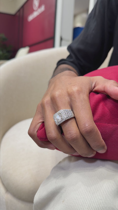 Moissanite Diamond, Full Star Men's Sterling Silver Ring