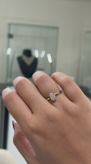 Oval Cut Lab Grown Diamond Solitaire 14K Gold Ring