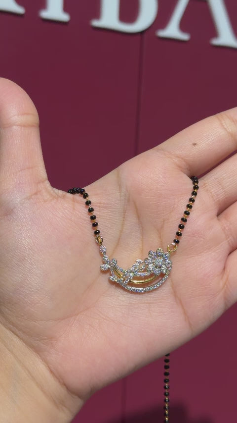 Round Cut Moissanite Diamond Women's 14K Gold Mangalsutra