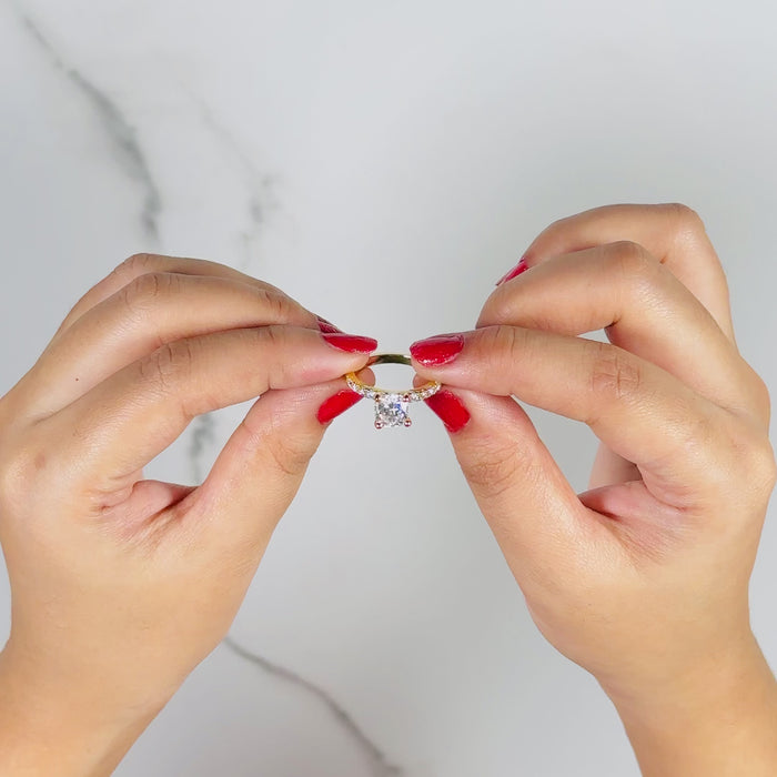 Cushion Cut Moissanite Diamond Pave 14k Gold Ring Video