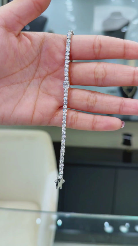 Oval Cut Moissanite Diamond Tennis Sterling Silver Bracelet