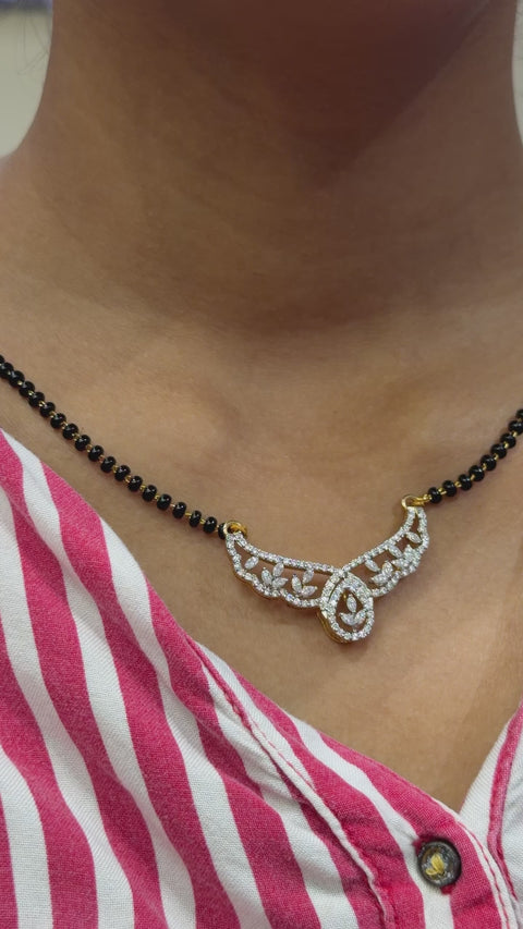 Round and Pear Cut Moissanite Diamond Women's Sterling Silver Mangalsutra