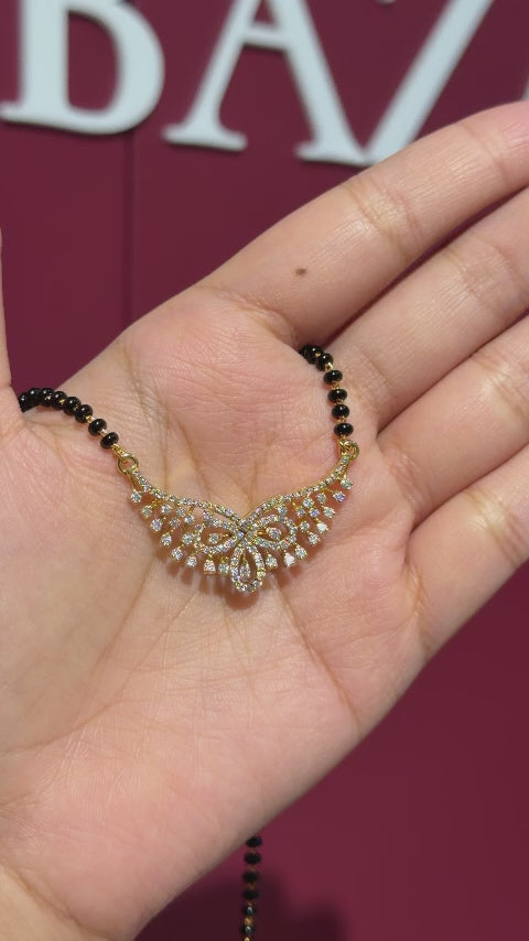 Round Cut Lab Grown Diamond Women's 18K Gold Mangalsutra