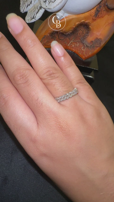 Marquise Cut Moissanite Diamond Wedding Band 18k Gold Ring