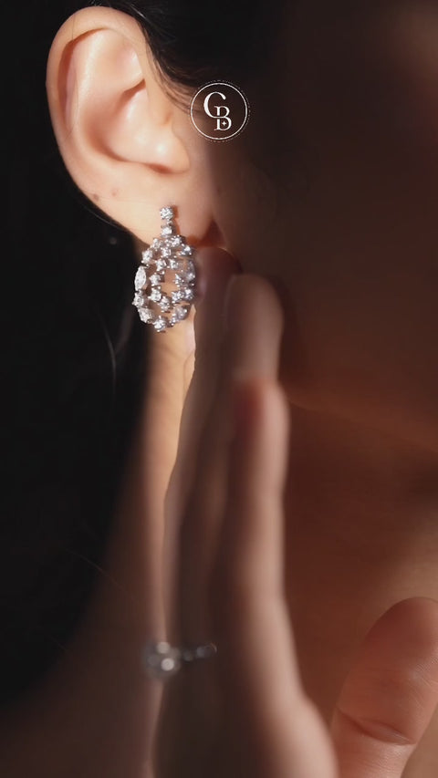 Golden Vine Moissanite Drop 9k Gold Earrings