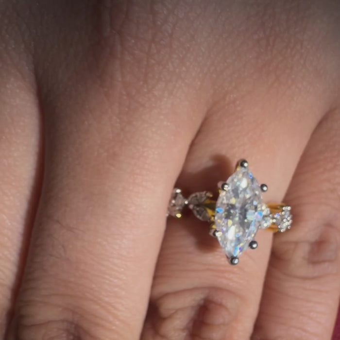 Marquise Cut Moissanite Diamond Engagement 14K Gold Ring