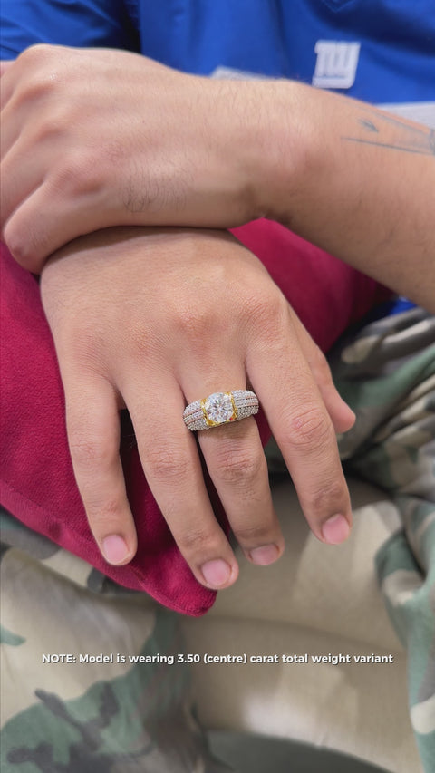 Moissanite Diamond, Luxe Accents Men's 18k Gold Ring