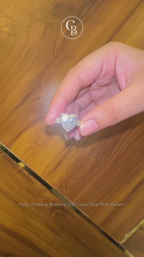 Heart Cut Moissanite Diamond Three Layer Pave 14K Gold Ring
