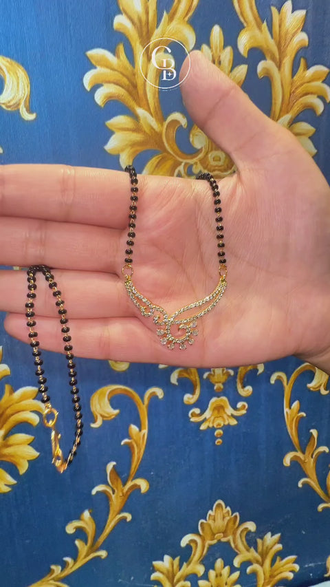 Round and Pear Cut Lab Grown Diamond Women's 14K Gold Mangalsutra