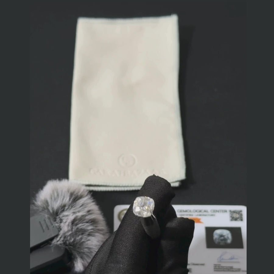 Cushion Cut Certified Moissanite Diamond D VVS1 Testing Video