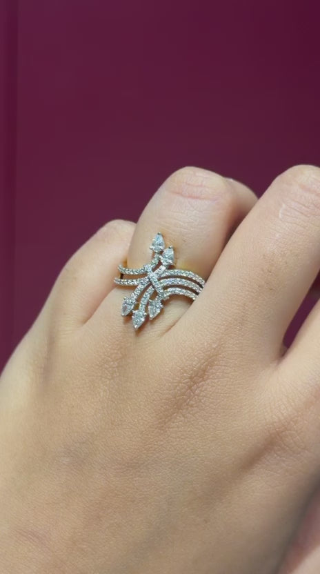 Floral Cluster Marquise Cut Moissanite Diamond Engagement 9K Gold Ring