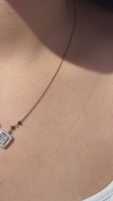Princess & Round Cut Moissanite Diamond Women's 14K Gold Mangalsutra