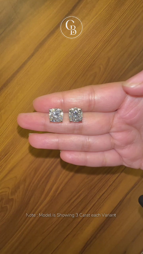 Cushion Cut Lab Grown Diamond Certified Stud 14k Gold Earrings